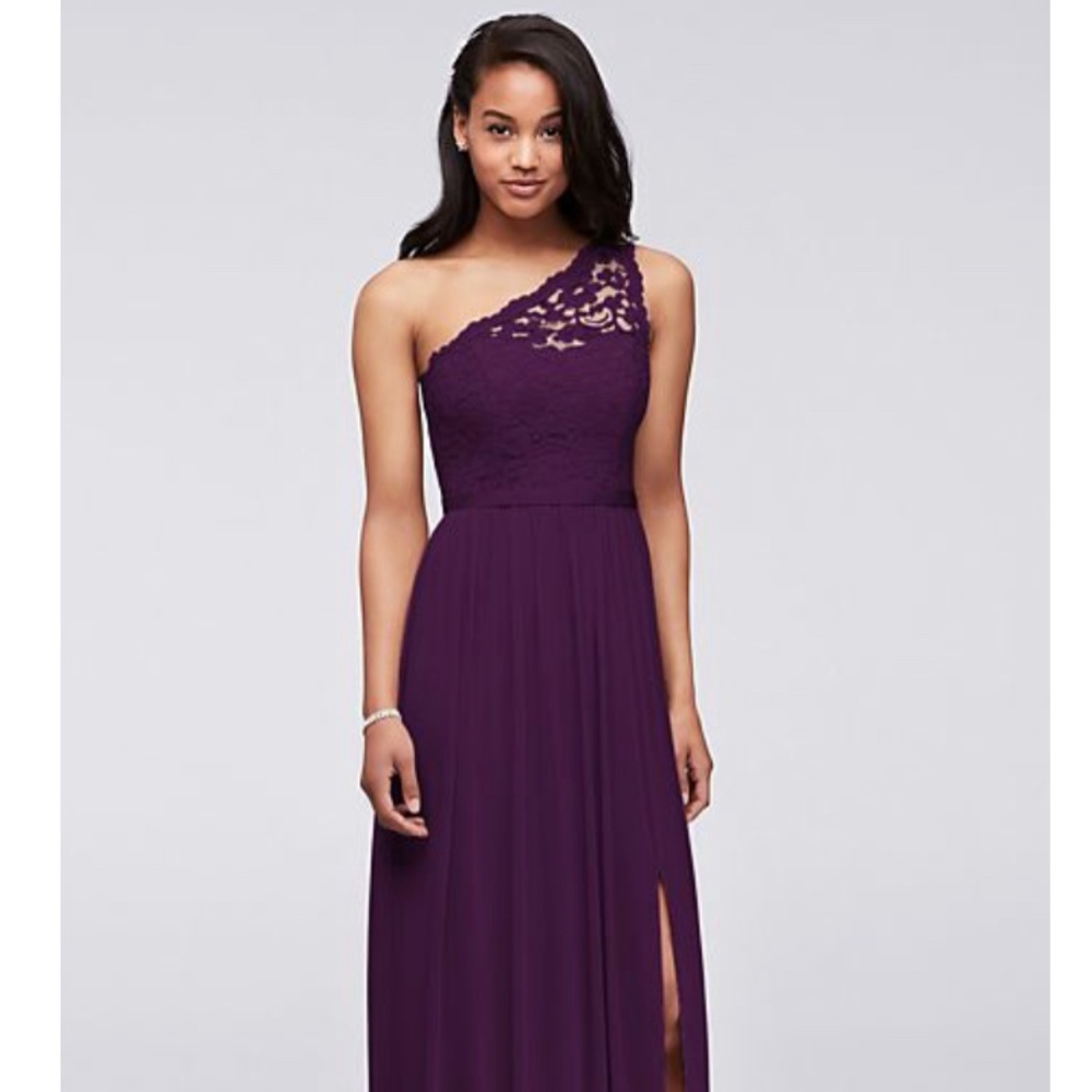 Long One Shoulder Lace Bridesmaid Dress